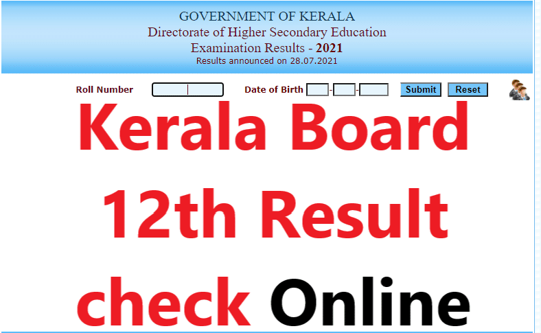 Kerala Board Class 12 Result Check 2021,Kerala Board12th result Check websites